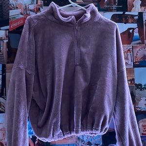 Bluenotes Zip Placket Drawstring Hem Crop Pullover